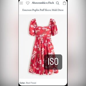 ISO Abercrombie Emerson Puff Sleeve Midi Dress in Red Floral